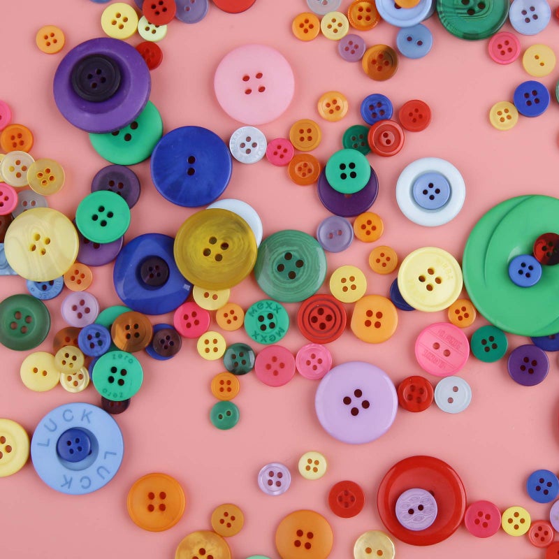 Greentime 600-700 PCS Mixed Color Assorted Sizes Round Resin Buttons for Crafts Sewing DIY Manual Button Painting DIY Handmade Ornament Buttons Easter Egg Fillers Decorative - Image 3